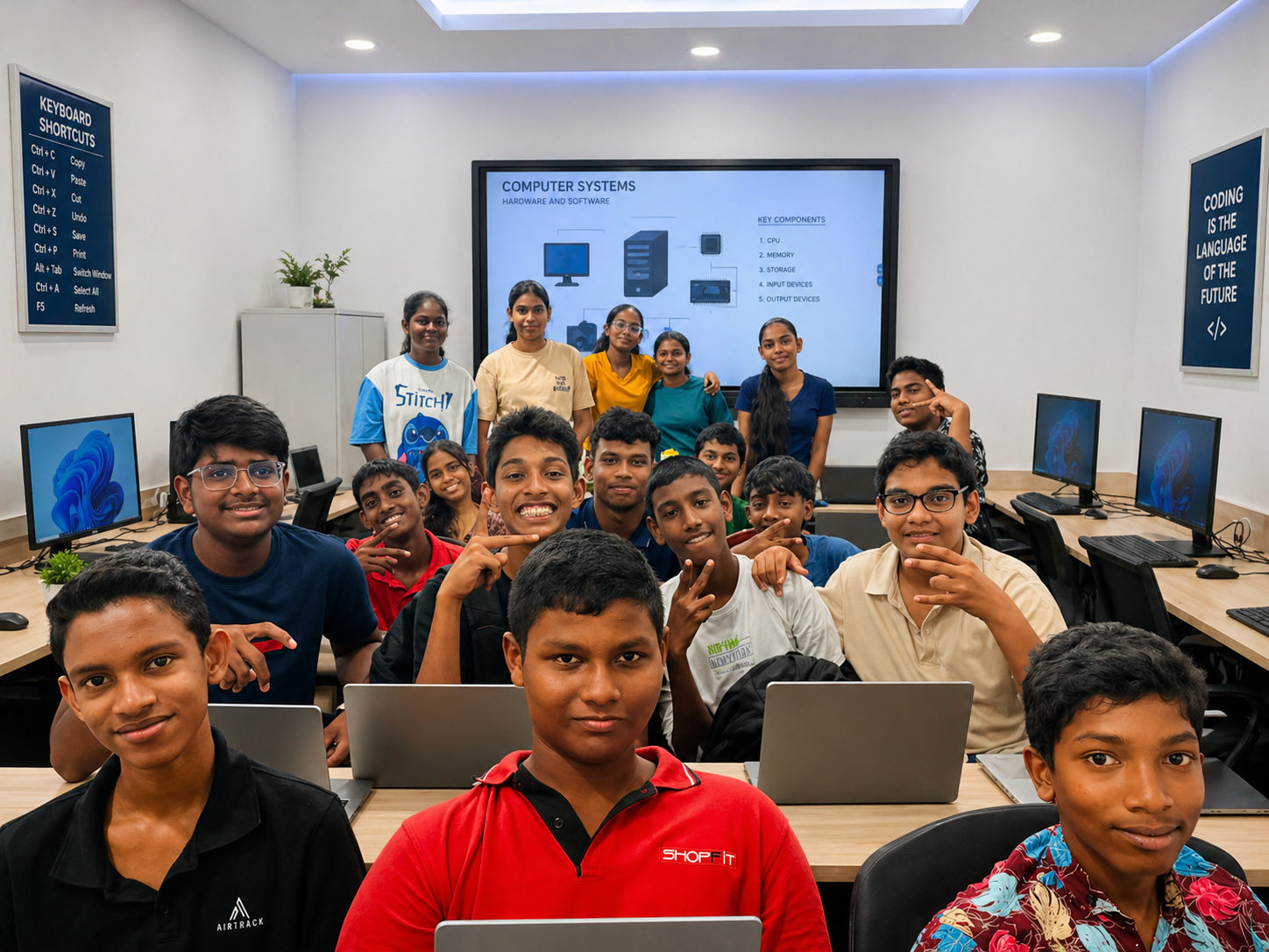 Students collaborating during a class
